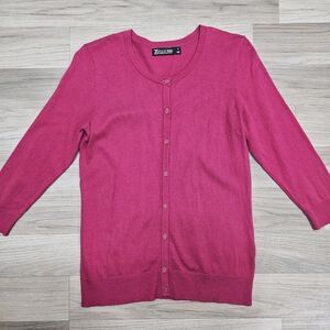 New York & Company Womens Dark Pink Button Cardigan Medium 7th Avenue Design...